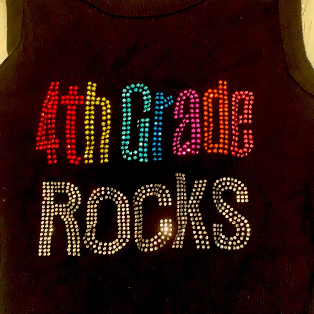 Custom tank top 4 th grade rocks sz 12 rhinestone